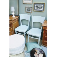 Krzesło lakierowane na niebiesko.  2 szt. XX w.